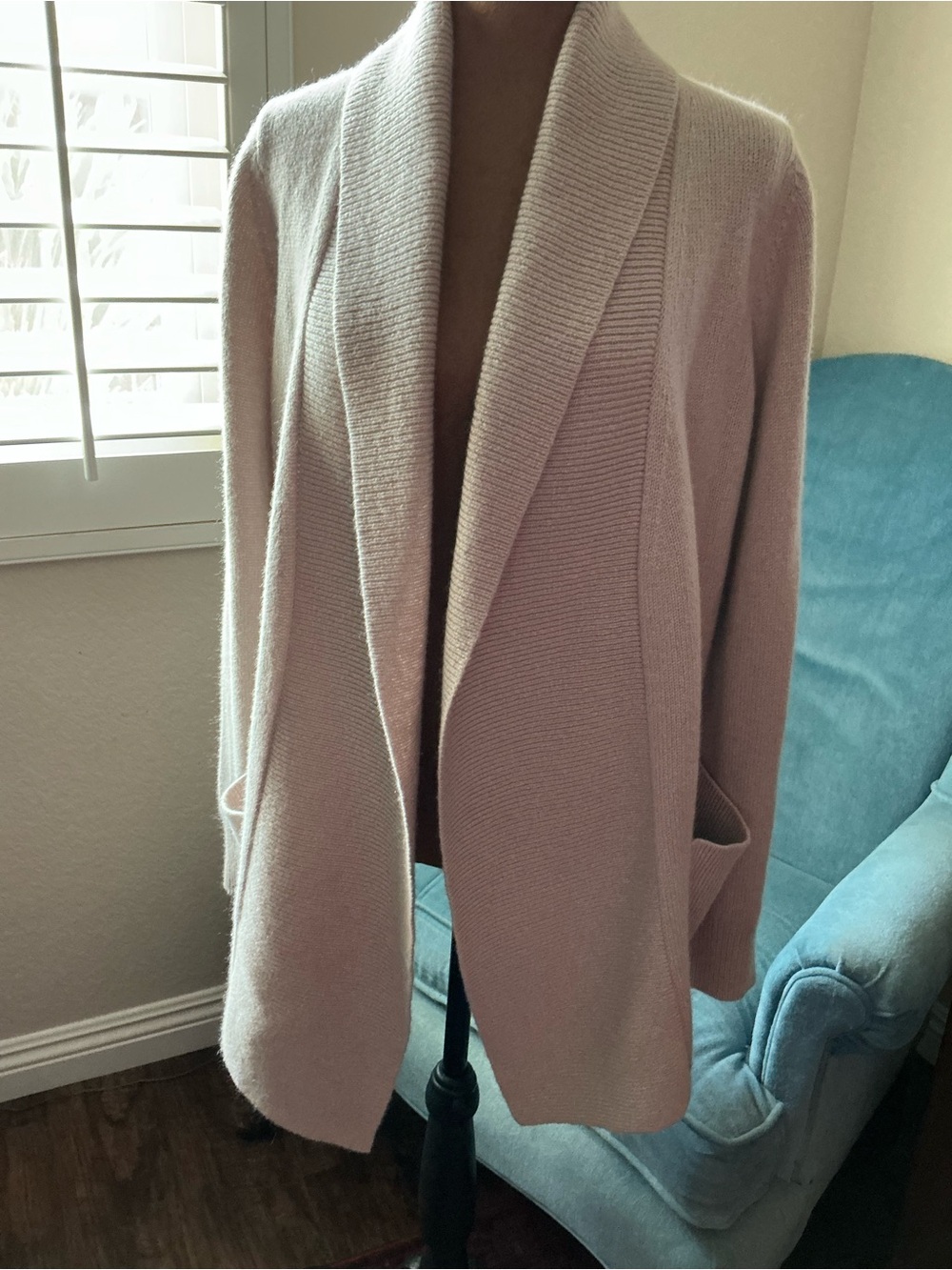 Banana Republic Cashmere Taupe Open-Front Shawl Collar Cardigan